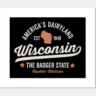 Wisconsin America's Dairyland The Badger State USA Posters and Art